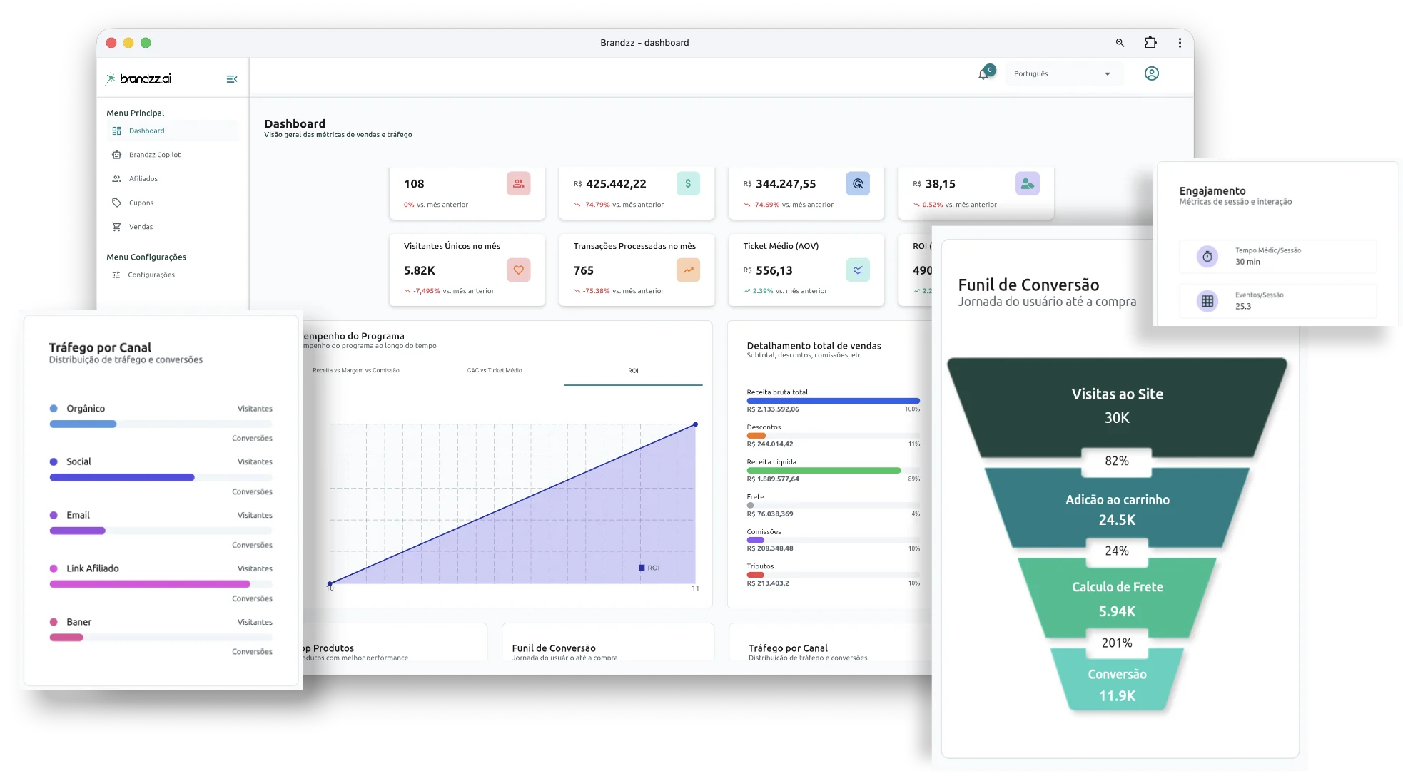 Dashboard Inteligente - Captura de tela da interface mostrando Visualize métricas em tempo real e tome decisões b